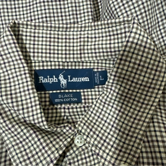 Ralph Lauren Blake Brown Gingham Plaid Check Button Down Men’s Sz L - Picture 6 of 6